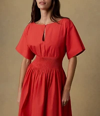 Faherty Coastal Elia Woven Short Sleeve Smocked Dress