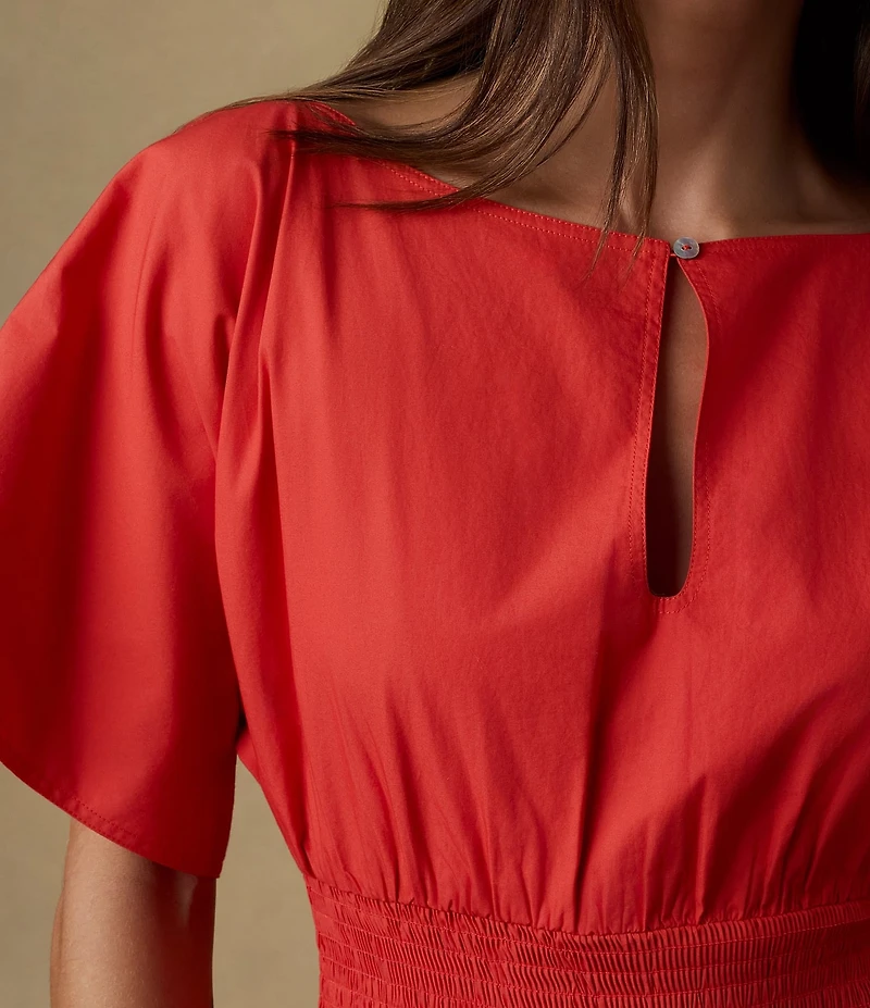 Faherty Coastal Elia Woven Short Sleeve Smocked Dress