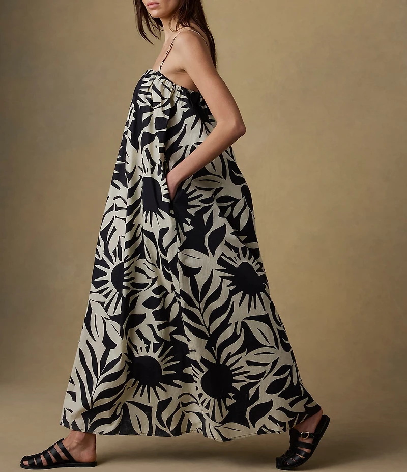 Faherty Coastal Kaua Woven Square Neck A-Line Dress