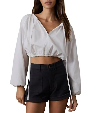 Faherty Coastal Nera Woven V-Neck Long Sleeve Coordianting Top