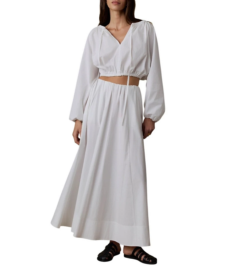 Faherty Coastal Nera Woven V-Neck Long Sleeve Coordianting Top