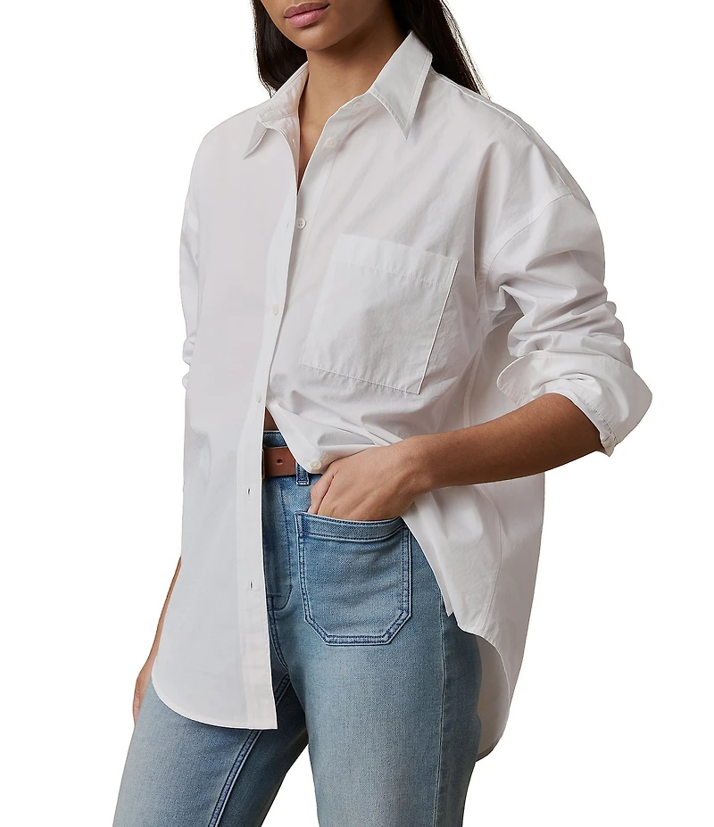 Faherty Coastal Poplin Spread Collar Long Sleeve Essential Shirt