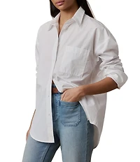 Faherty Coastal Poplin Spread Collar Long Sleeve Essential Shirt