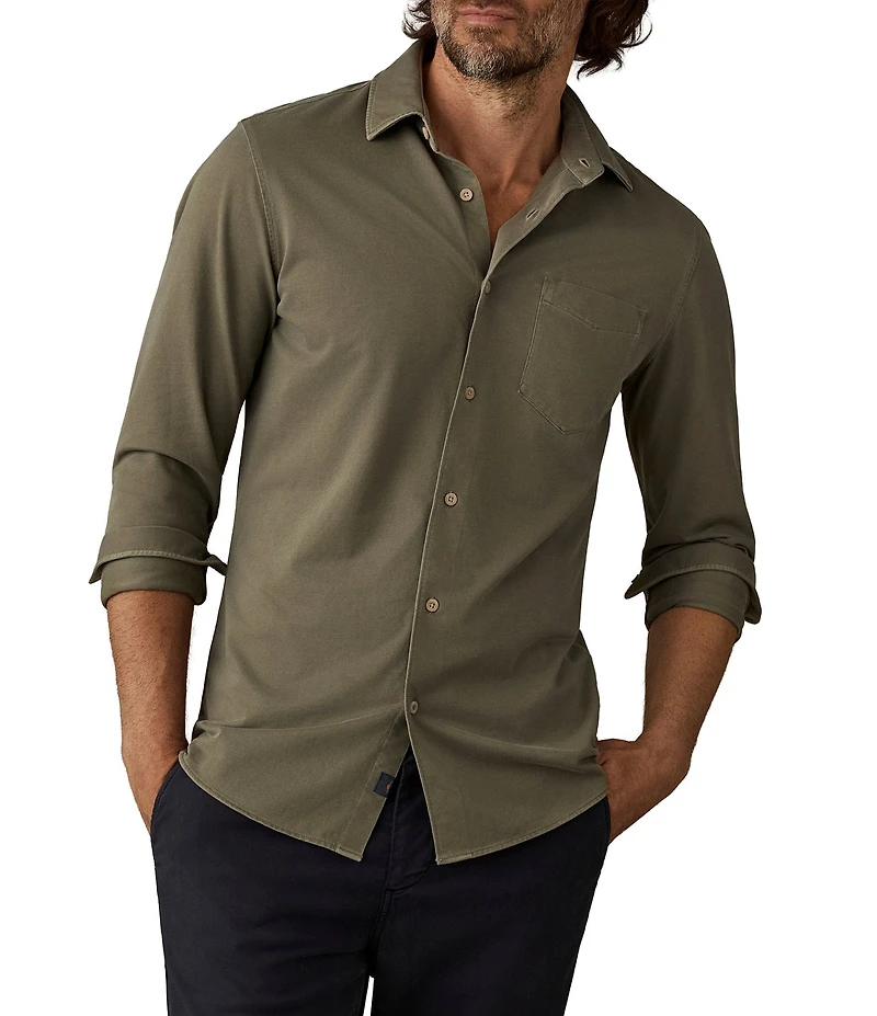 Faherty Costa Pique Long Sleeve Woven Shirt