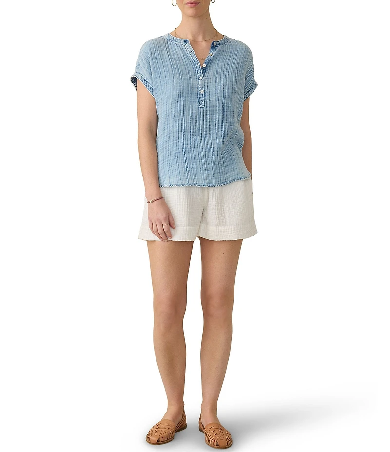 Faherty Dream Organic Cotton Mid Rise Pull-On Gauze Shorts