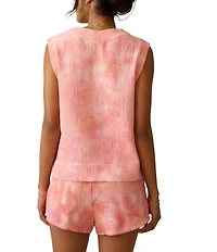Faherty Dune Organic Cotton Gauze Tie-Dye V-Neck Sleeveless Coordinating Blouse
