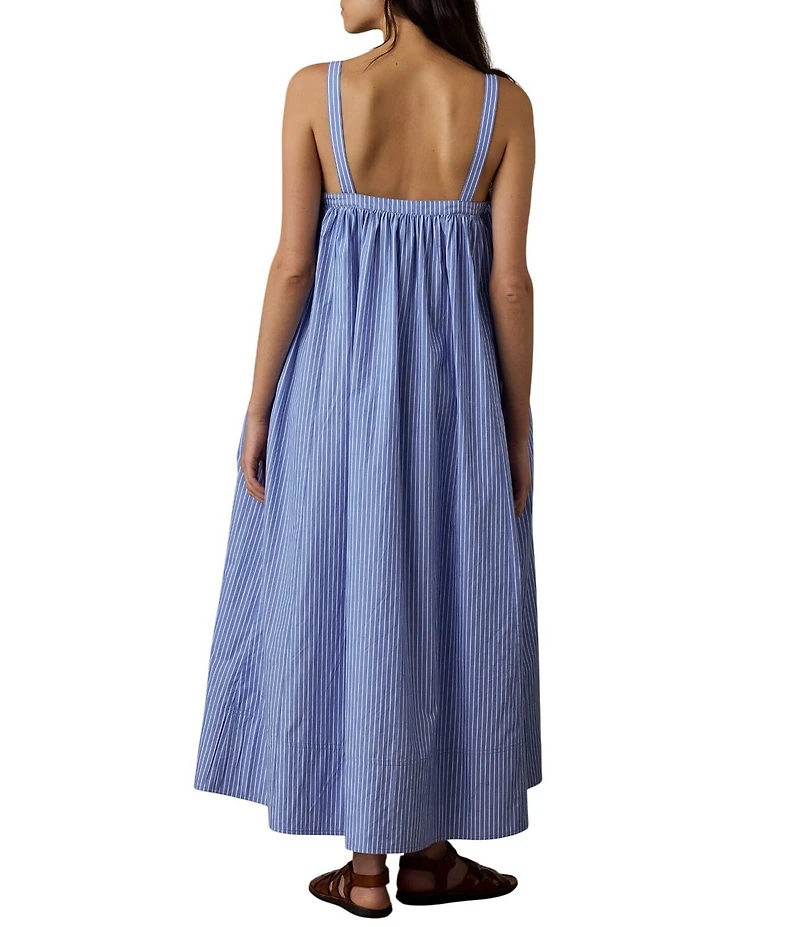 Faherty Emmy Stripe Square Neck Sleeveless Dress