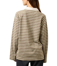 Faherty Hometown Rugby Knit Striped V-Neck Long Sleeve Pullover Sweater