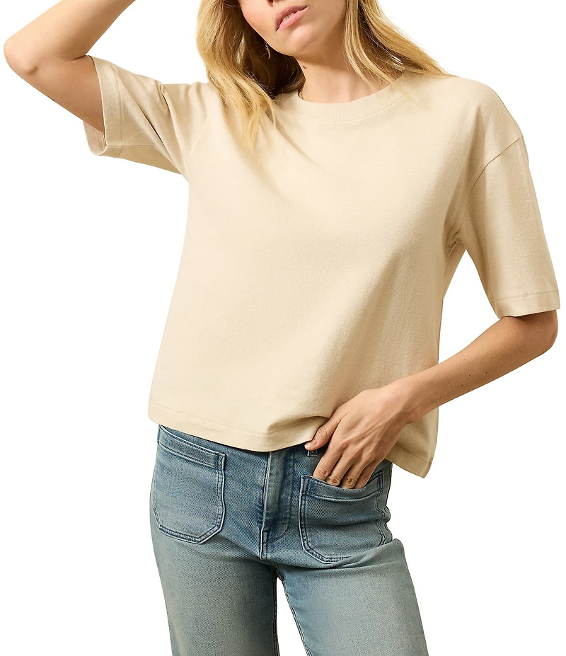 Faherty Organic Cotton Blend Knit Crew Neck Short Sleeve Tee Shirt
