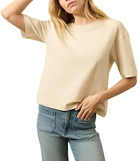 Faherty Organic Cotton Blend Knit Crew Neck Short Sleeve Tee Shirt
