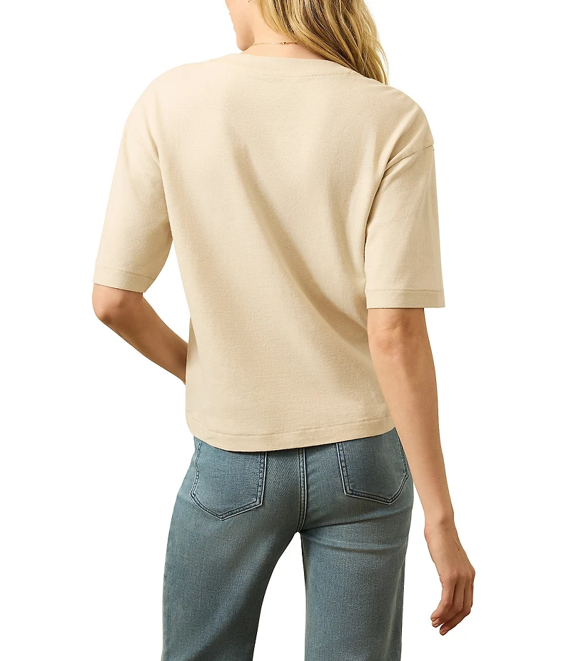 Faherty Organic Cotton Blend Knit Crew Neck Short Sleeve Tee Shirt