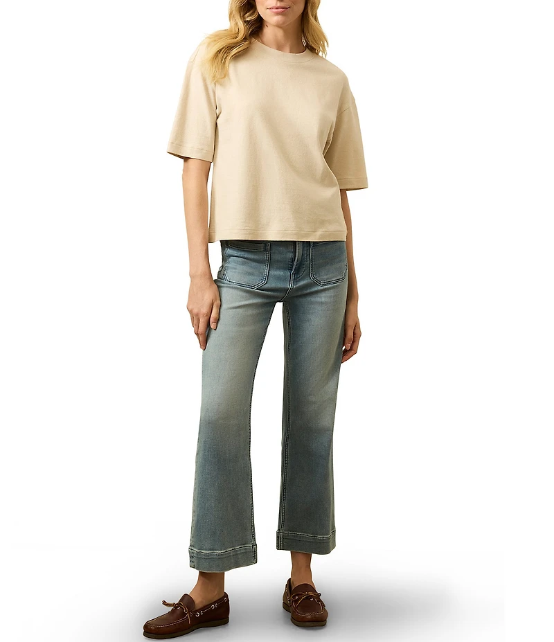 Faherty Organic Cotton Blend Knit Crew Neck Short Sleeve Tee Shirt