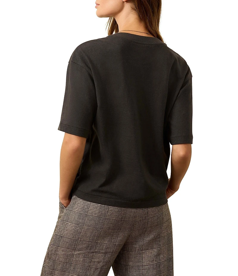 Faherty Organic Cotton Blend Knit Crew Neck Short Sleeve Tee Shirt