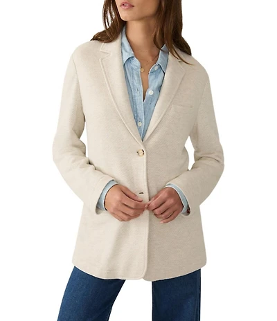 Faherty Knit Inlet Notch Collar Long Sleeve Blazer
