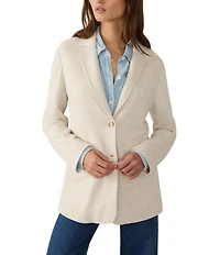 Faherty Organic Cotton Blend Knit Inlet Notch Collar Long Sleeve Blazer