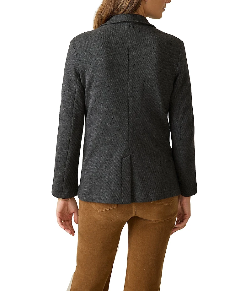 Faherty Organic Cotton Blend Knit Inlet Notch Collar Long Sleeve Blazer