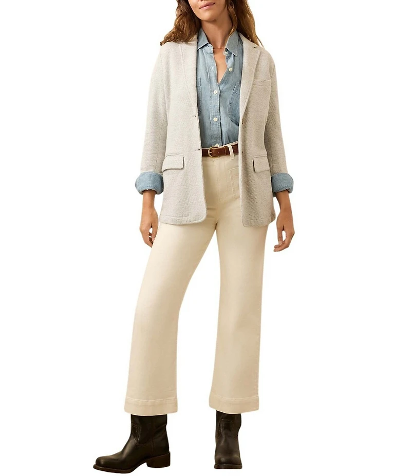 Faherty Organic Cotton Blend Knit Inlet Notch Collar Long Sleeve Blazer