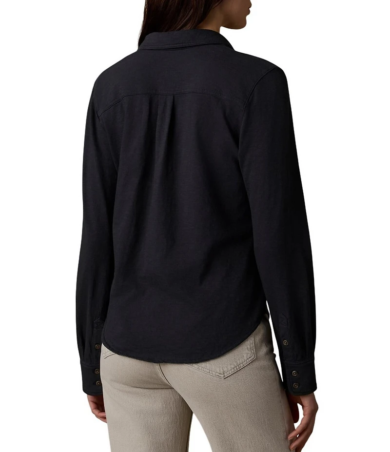 Faherty Knit Point Collar Long Sleeve Shirt