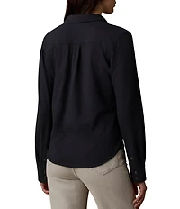 Faherty Knit Point Collar Long Sleeve Shirt