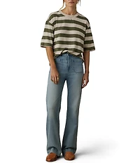 Faherty Organic Cotton Blend Knit Striped Crew Neck Short Sleeve Tee Shirt