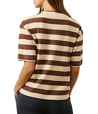 Faherty Organic Cotton Blend Knit Striped Crew Neck Short Sleeve Tee Shirt