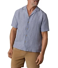 Faherty Laguna Linen Stripe Short Sleeve Woven Camp Shirt
