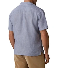 Faherty Laguna Linen Stripe Short Sleeve Woven Camp Shirt