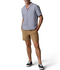 Faherty Laguna Linen Stripe Short Sleeve Woven Camp Shirt