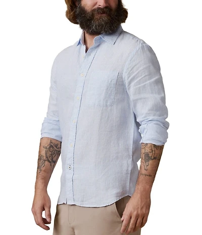 Faherty Laguna Striped Linen Long Sleeve Woven Button Shirt
