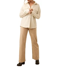 Faherty Legend Knit Spread Collar Long Sleeve Button-Front Shirt