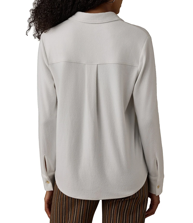 Faherty Legend Knit Spread Collar Long Sleeve Button Front Shirt