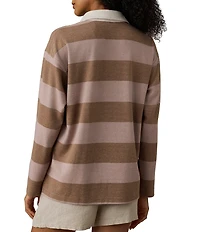 Faherty Legend Rugby Knit Stripe V-Neck Long Sleeve Top