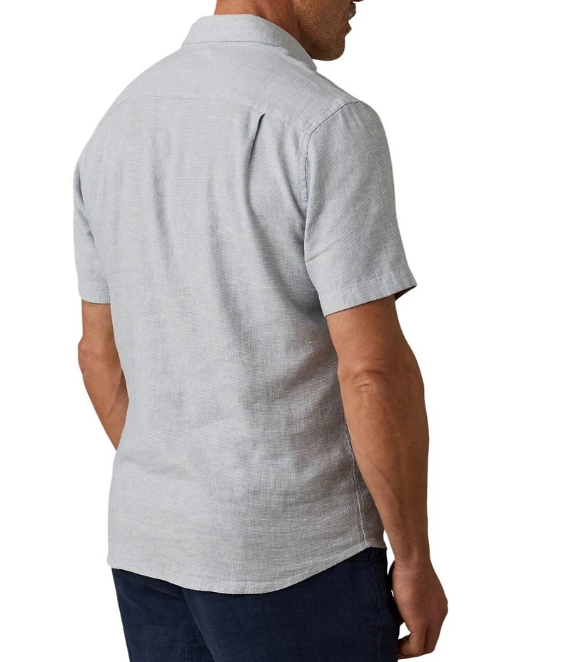 Faherty Linen Blend Allover Print Breeze Short Sleeve Woven Shirt