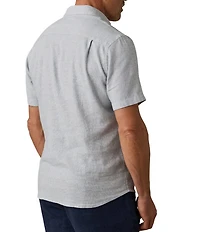 Faherty Linen Blend Allover Print Breeze Short Sleeve Woven Shirt