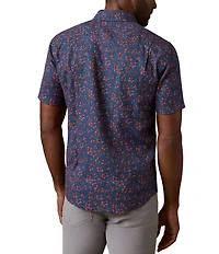 Faherty Linen Blend Breeze Floral Print Short Sleeve Button Front Woven Shirt