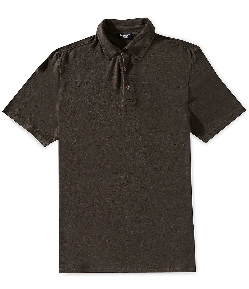 Faherty Linen Short Sleeve Polo Shirt