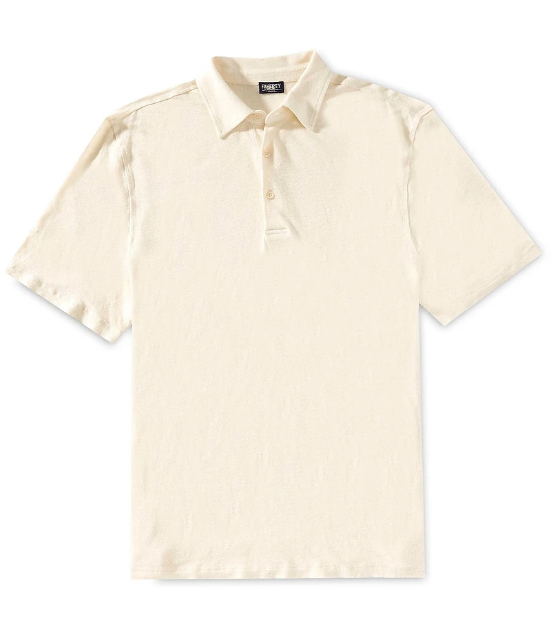 Faherty Linen Short Sleeve Polo Shirt