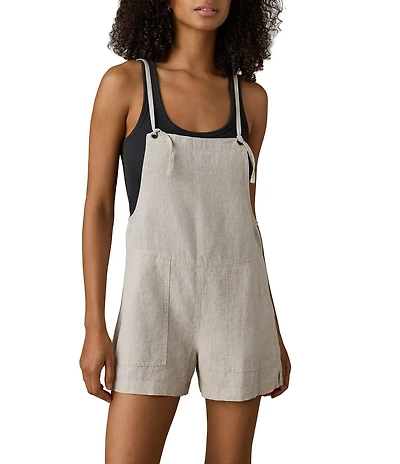 Faherty Linen Square Neck Sleeveless Romper