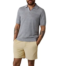 Faherty Linen Short Sleeve Sweater Knit Polo Shirt