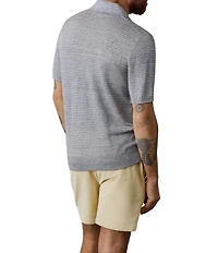 Faherty Linen Short Sleeve Sweater Knit Polo Shirt