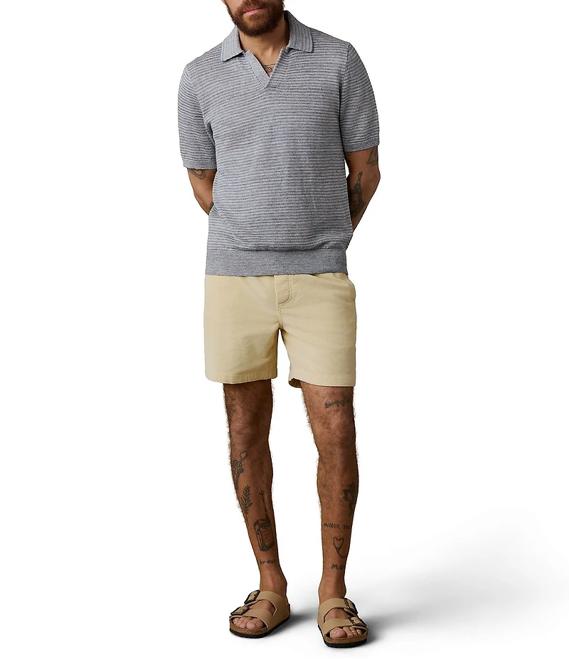 Faherty Linen Short Sleeve Sweater Knit Polo Shirt
