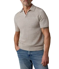 Faherty Linen Short Sleeve Sweater Knit Polo Shirt