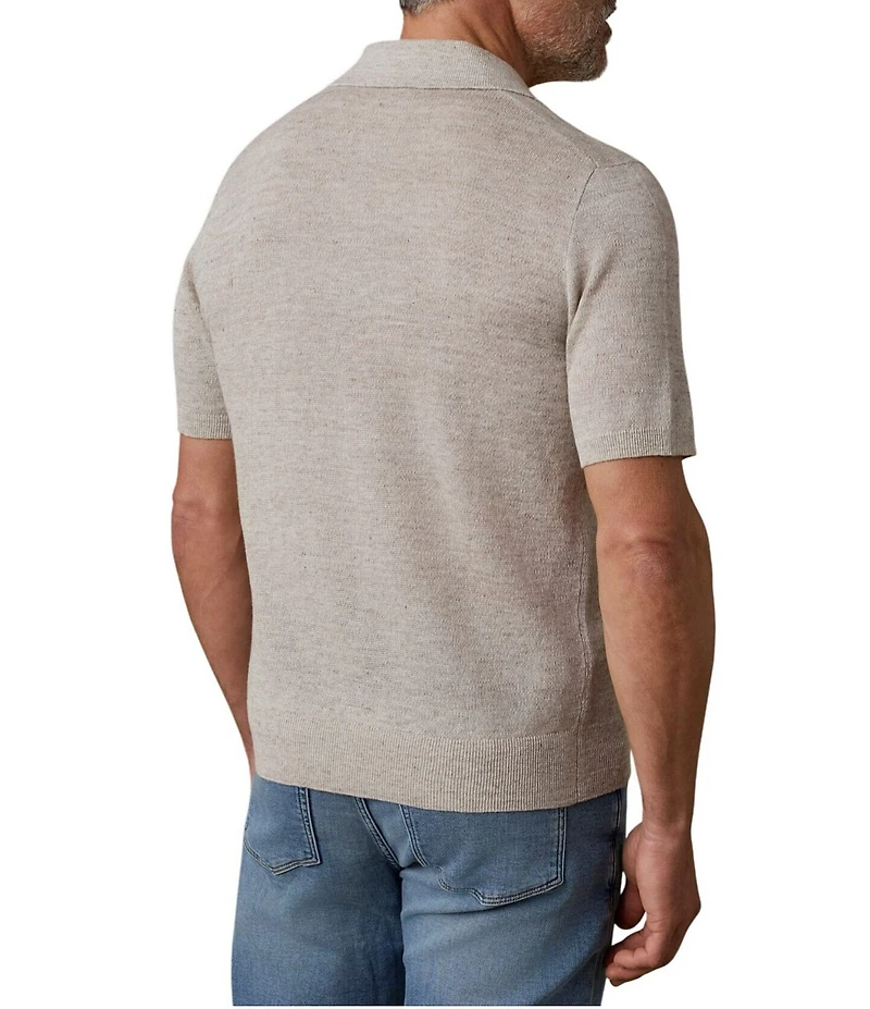 Faherty Linen Short Sleeve Sweater Knit Polo Shirt