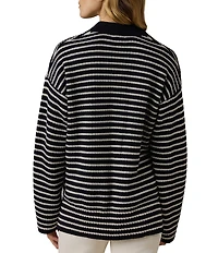 Faherty Miramar Linen Blend V-Neck Collared Long Sleeve Sweater