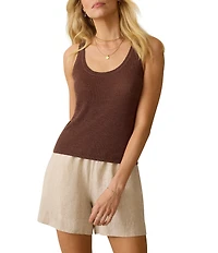 Faherty Miramar Rib Knit Scoop Neck Sleeveless Tank
