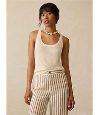 Faherty Miramar Rib Knit Scoop Neck Sleeveless Tank