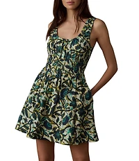 Faherty Montecito Linen Scoop Neck Sleeveless Mini Tank Dress