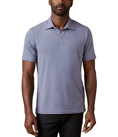 Faherty Movement Coral Stripe Short Sleeve Polo Shirt