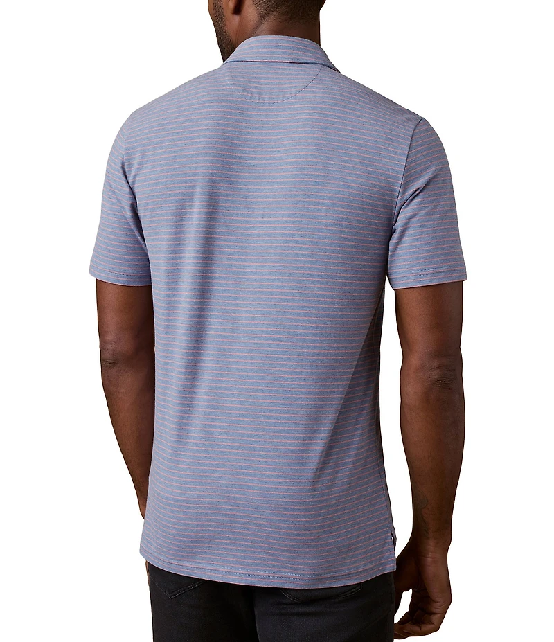 Faherty Movement Coral Stripe Short Sleeve Polo Shirt