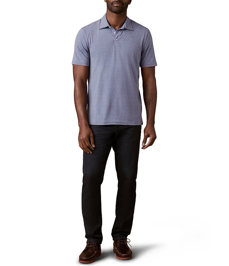 Faherty Movement Coral Stripe Short Sleeve Polo Shirt